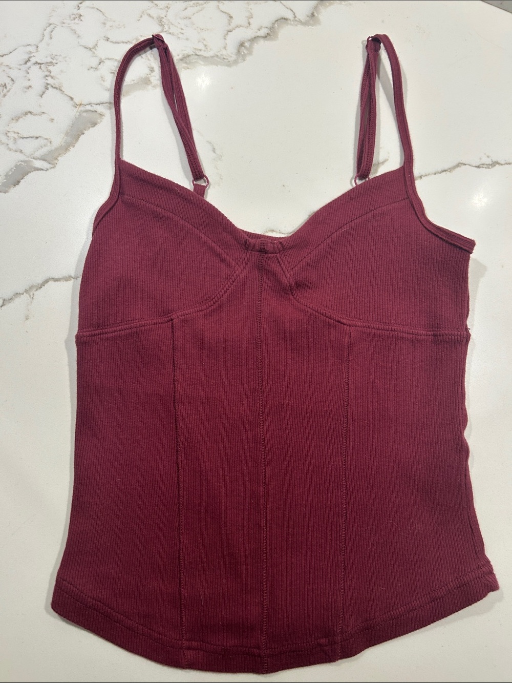 Free People Ribbed Wine Red Cami with Adjustable Straps